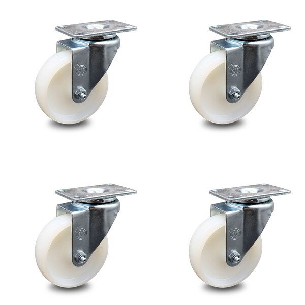 4 Inch Nylon Wheel Swivel Top Plate Caster Set